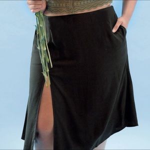 lovefool black midi slit skirt